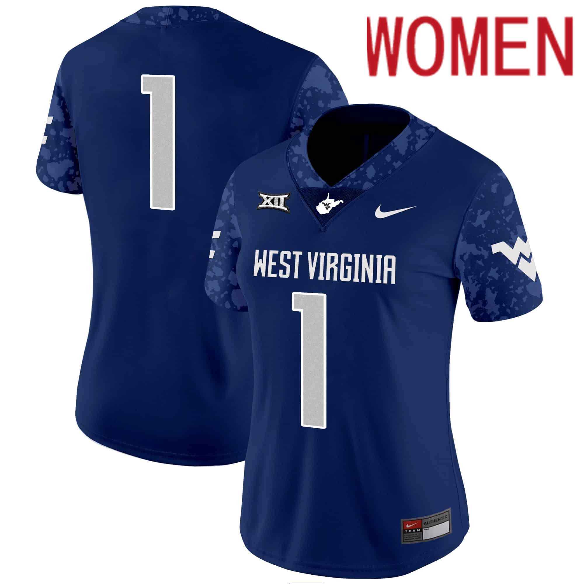 Women West Virginia Mountaineers #1 No Name Blue 2024 Nike Vapor Limited NCAA Jersey